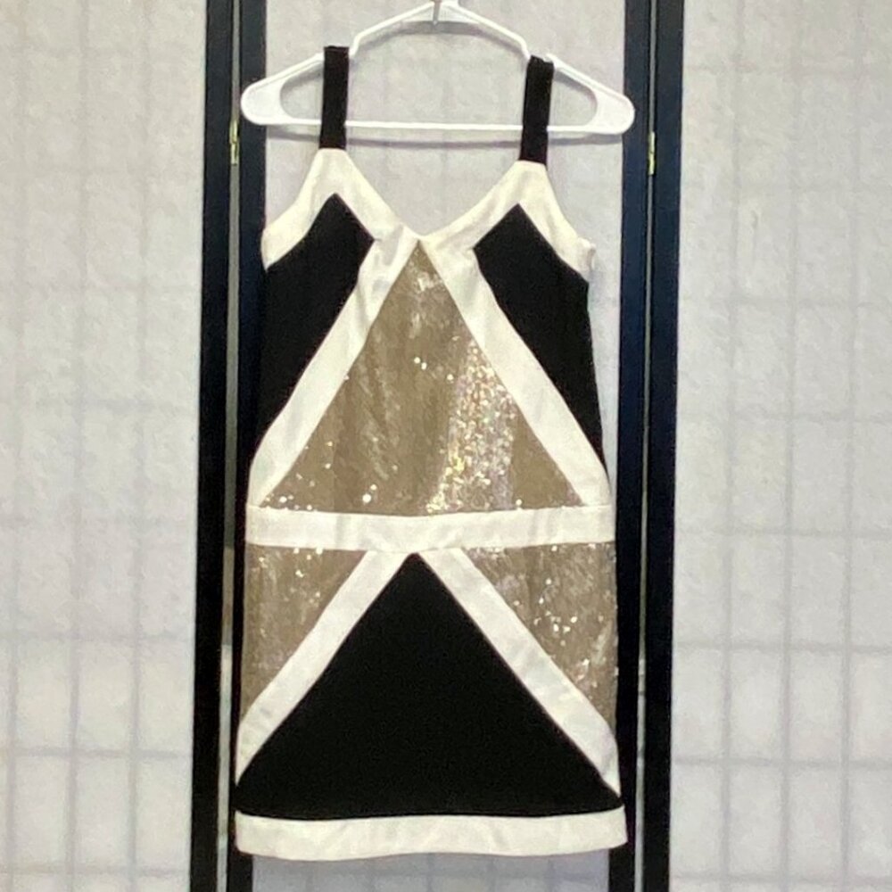 Glamorous Sheath Colorblock Bodycon Metallic Sequin Tank Mini Dress S Sleeveless